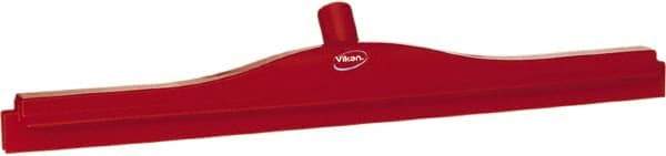 Vikan - 24" Rubber Blade Floor Squeegee - Double Edge, Red, Plastic Holder - Exact Tool & Supply