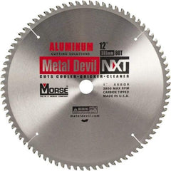M.K. MORSE - 12" Diam, 1" Arbor Hole Diam, 80 Tooth Wet & Dry Cut Saw Blade - Steel, Standard Round Arbor - Exact Tool & Supply
