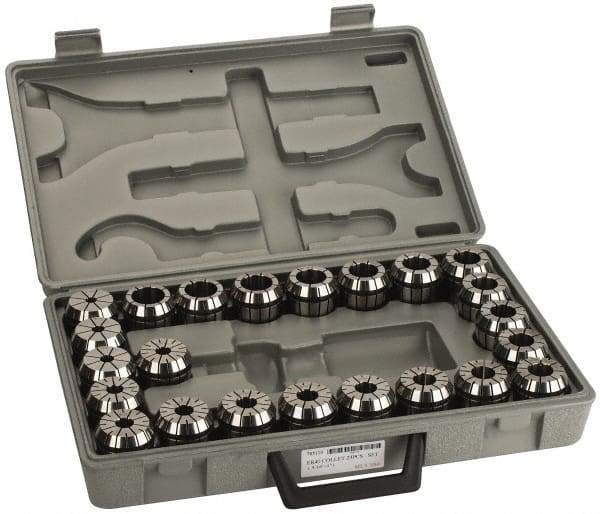 Accupro - 23 Piece, 5/16" to 1" Capacity, ER Collet Set - 0.02mm TIR, Series ER40 - Exact Tool & Supply
