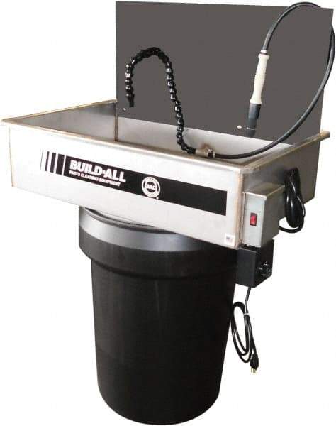 Build-All - Drum Mount Water-Based Parts Washer - 25 Gal Max Operating Capacity, 304 Stainless Steel Tank, 115 Input Volts - Exact Tool & Supply