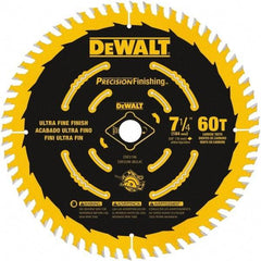 DeWALT - 7-1/4" Diam, 5/8" Arbor Hole Diam, 60 Tooth Wet & Dry Cut Saw Blade - Carbide-Tipped, Diamond Arbor - Exact Tool & Supply