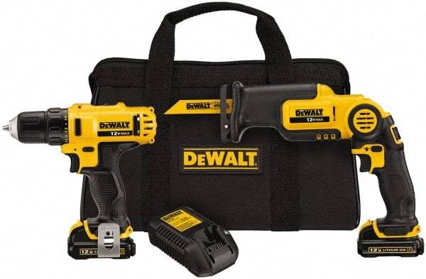 DeWALT - 12 Volt Cordless Tool Combination Kit - Includes 3/8" Drill/Driver & Pivot Reciprocating Saw, Lithium-Ion Battery Included - Exact Tool & Supply