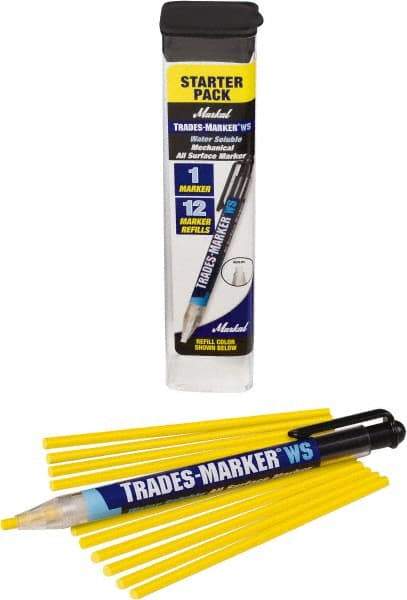 Markal - Yellow All Purpose Wax Crayon - Flat Tip - Exact Tool & Supply