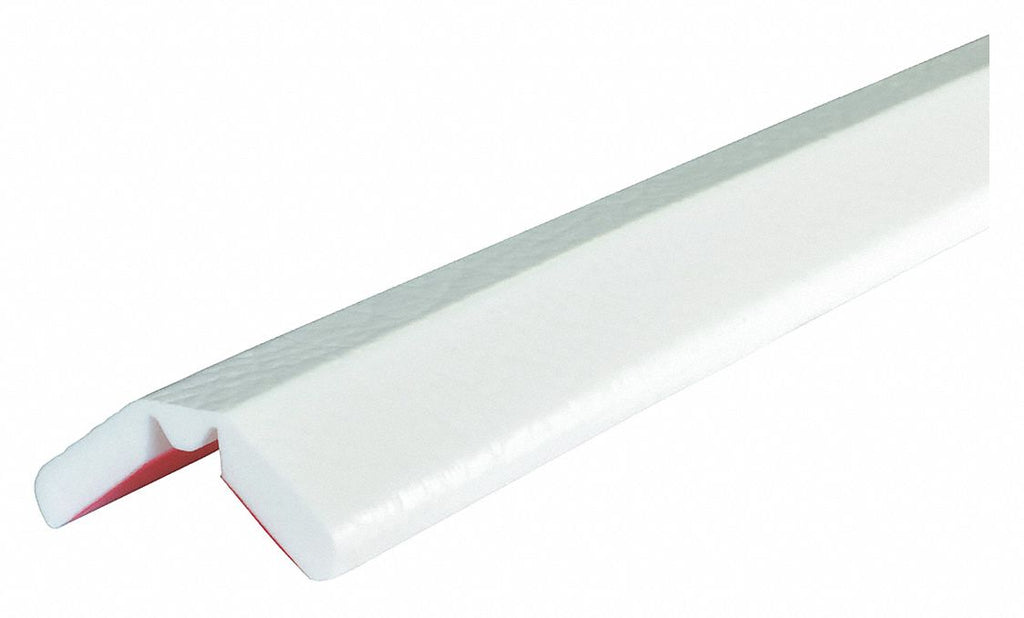 W Profile White Self Adhesive Surface Guard, 1"H x 1/2"D