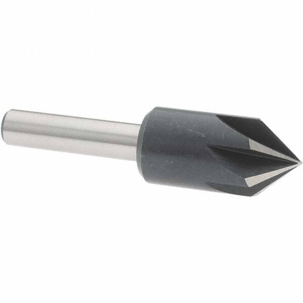 Value Collection - 1/2" Head Diam, 1/4" Shank Diam, 6 Flute 82° High Speed Steel Countersink - Exact Tool & Supply