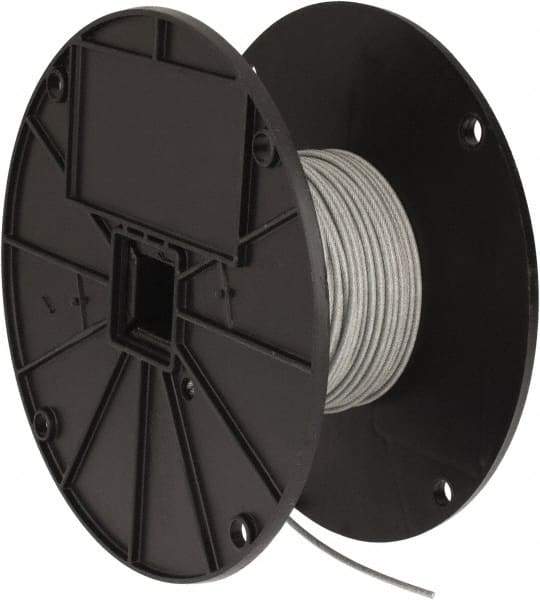 Value Collection - 3/32" x 1/16" Diam, Aircraft Cable - 480 Lb Breaking Strength, 7 x 7 Strand Core, Vinyl Coating - Exact Tool & Supply