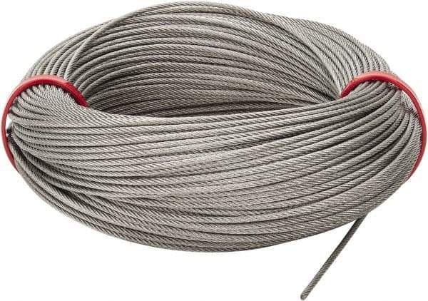 Value Collection - 1/16" Diam, Aircraft Cable - 480 Lb Breaking Strength, 7 x 7 Strand Core - Exact Tool & Supply