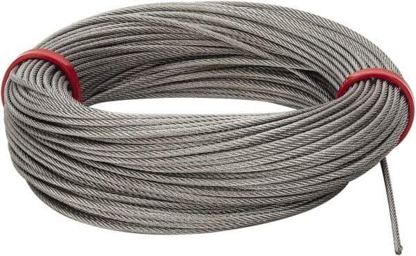 Value Collection - 1/16" Diam, Aircraft Cable - 480 Lb Breaking Strength, 7 x 7 Strand Core - Exact Tool & Supply
