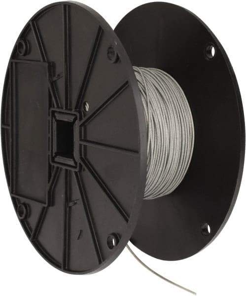 Value Collection - 1/16" x 3/64" Diam, Aircraft Cable - 270 Lb Breaking Strength, 7 x 7 Strand Core, Nylon Coating - Exact Tool & Supply