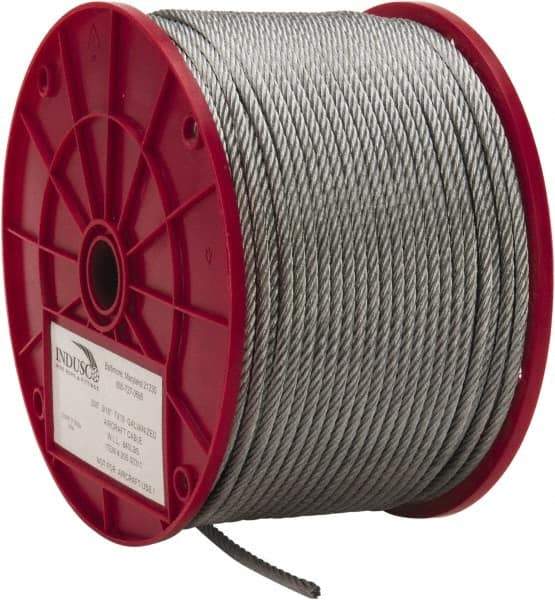 Value Collection - 3/16" Diam, Galvanized Steel Wire Rope - 4,200 Lb Breaking Strength, 7 x 19 Strand Core - Exact Tool & Supply