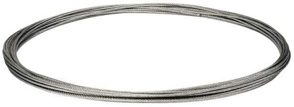 Value Collection - 3/16" Diam, Galvanized Steel Wire Rope - 4,200 Lb Breaking Strength, 7 x 19 Strand Core - Exact Tool & Supply