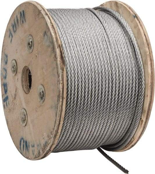 Value Collection - 1/4" Diam, Galvanized Steel Wire Rope - 7,000 Lb Breaking Strength, 7 x 19 Strand Core - Exact Tool & Supply