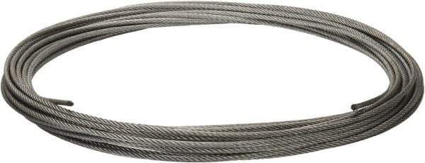 Value Collection - 1/4" Diam, Galvanized Steel Wire Rope - 7,000 Lb Breaking Strength, 7 x 19 Strand Core - Exact Tool & Supply