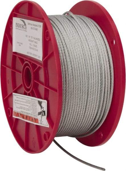 Value Collection - 1/8" Diam, Aircraft Cable - 1,700 Lb Breaking Strength, 7 x 7 Strand Core - Exact Tool & Supply