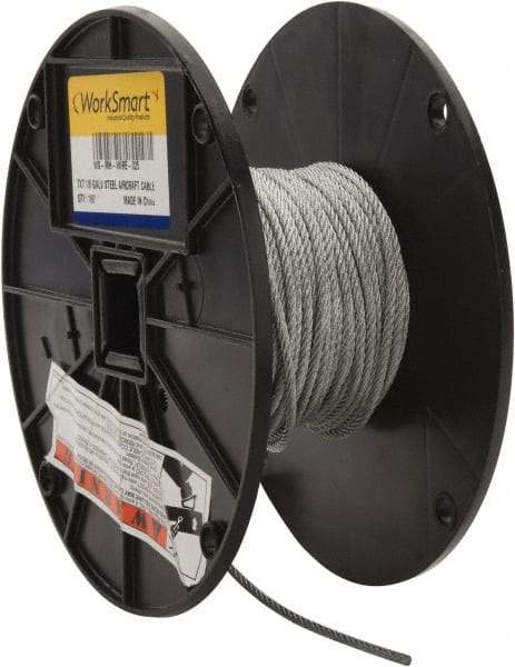 Value Collection - 1/8" Diam, Aircraft Cable - 1,700 Lb Breaking Strength, 7 x 7 Strand Core - Exact Tool & Supply