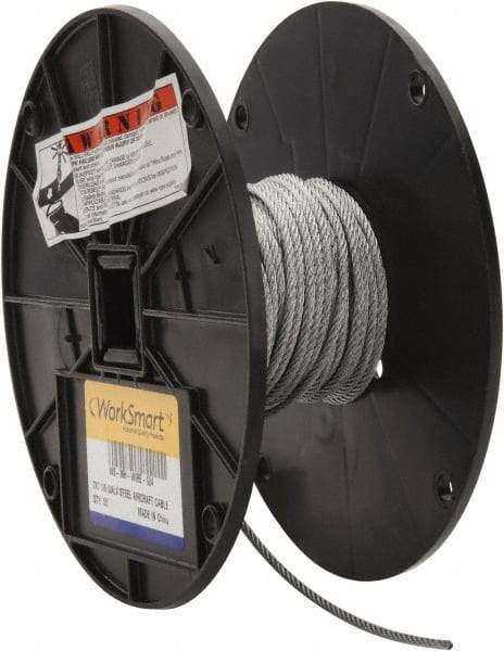 Value Collection - 1/8" Diam, Aircraft Cable - 1,700 Lb Breaking Strength, 7 x 7 Strand Core - Exact Tool & Supply
