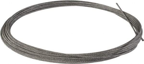 Value Collection - 1/4" Diam, Aircraft Cable - 6,100 Lb Breaking Strength, 7 x 7 Strand Core - Exact Tool & Supply