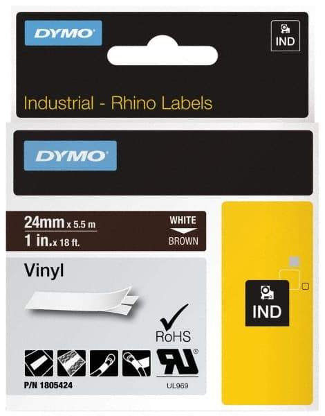 Dymo - 1" Wide x 216" Long, Brown Vinyl Label Printer Cartridge - For RHINO 6000, 6500 - Exact Tool & Supply