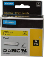 Dymo - 1" Wide x 216" Long, Yellow Vinyl Label Printer Cartridge - For RHINO 6000, 6500 - Exact Tool & Supply