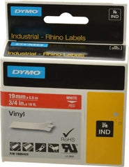Dymo - 3/4" Wide x 216" Long, Red Vinyl Label Printer Cartridge - For RHINO 4200, 5200, 6000, 6500 - Exact Tool & Supply