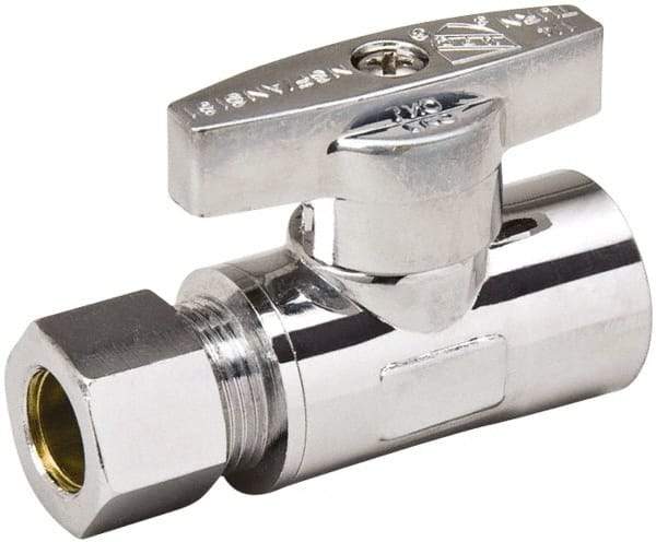 Value Collection - CPVC 1/2 Inlet, 125 Max psi, Chrome Finish, Brass Water Supply Stop Valve - 3/8 Compression Outlet, Straight, Chrome Handle, For Use with Any Water Supply Shut Off Application - Exact Tool & Supply