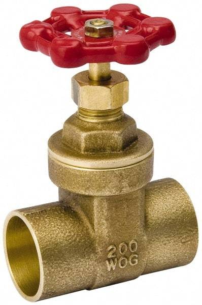 Value Collection - 3/4" Pipe, Class 150, C x C Brass Wedge Compact Gate Valve - 200 WOG, 200 WSP, Screw Over Bonnet, For Use with Water, Oil & Gas - Exact Tool & Supply