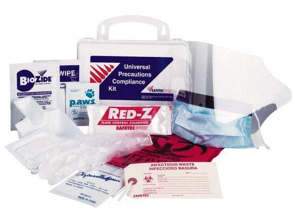 Medique - 13 Piece, Body Fluid Clean-Up First Aid Kit - 6-1/4" Wide x 3" Deep x 6" High, Cardboard - Exact Tool & Supply