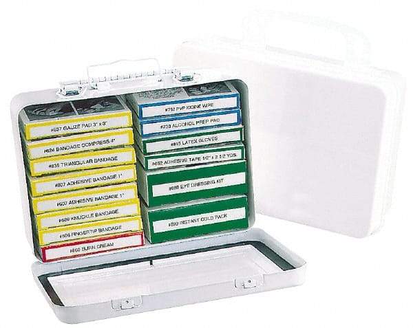 Medique - 14 & 16 Piece, 16 Person, Refill for Industrial First Aid Kit - 9-3/16" Wide x 2-3/4" Deep x 6-1/4" High, Plastic Case - Exact Tool & Supply