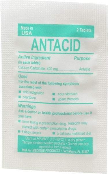 Medique - Mint Flavor Medi-First Antacid Tablets - Antacids & Stomach Relief - Exact Tool & Supply