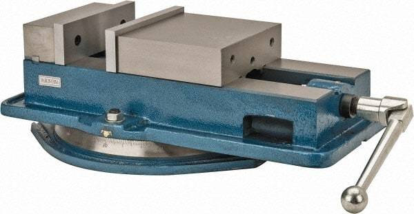 Interstate - 8" Jaw Width, 8-1/4" Jaw Opening Capacity, Horizontal Swivel Machine Vise - Manual Operation, 1 Station, 21-3/4" Long x 5-5/16" High x 2" Deep, 2" Jaw Height - Exact Tool & Supply