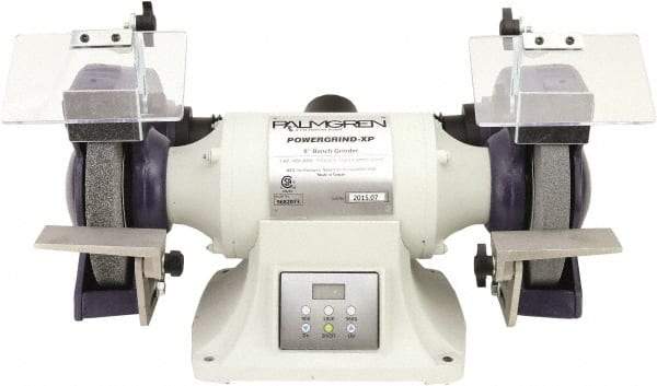 Palmgren - 8" Wheel Diam x 1" Wheel Width, 1 hp Grinder - 5/8" Arbor Hole Diam, 1 Phase, 3,600 Max RPM, 115/240 Volts - Exact Tool & Supply