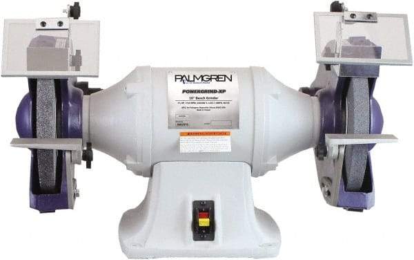 Palmgren - 10" Wheel Diam x 1" Wheel Width, 1-1/2 hp Grinder - 1" Arbor Hole Diam, 1 Phase, 1,725 Max RPM, 115/230 Volts - Exact Tool & Supply