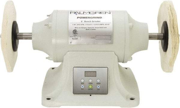 Palmgren - 8" Wheel Diam x 1" Wheel Width, 1 hp Buffer - 5/8" Arbor Hole Diam, 1 Phase, 3,600 Max RPM, 115/240 Volts - Exact Tool & Supply