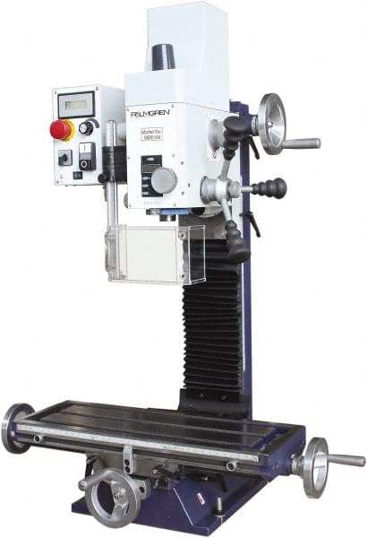 Palmgren - 7" Table Width x 19-11/16" Table Length, Electronic Variable Speed Control, 1 Phase Knee Milling Machine - 2MT Spindle Taper, 1-1/4 hp - Exact Tool & Supply