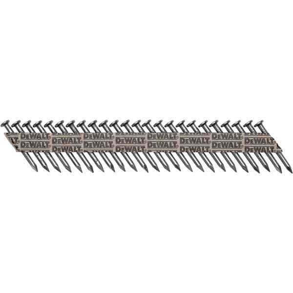 DeWALT - 9 Gauge 1-1/2" Long Metal Connecting Nails for Power Nailers - Steel, Bright Finish, Smooth Shank, Angled Stick Collation, Round Head - Exact Tool & Supply