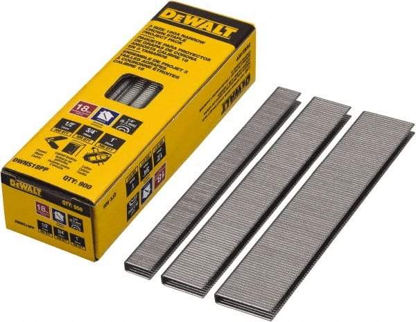 DeWALT - 1/2" Long x 0.05" Wide, 18 Gauge Crowned Construction Staple - Steel, Galvanized Finish, Chisel Point - Exact Tool & Supply