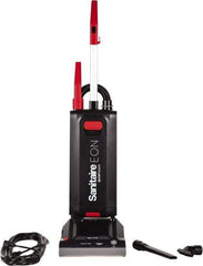 Sanitaire - Single Motor Quiet & Upright Vacuum Cleaner - 12" Cleaning Width, 10" Amps, Ergonomic Handle, Black - Exact Tool & Supply