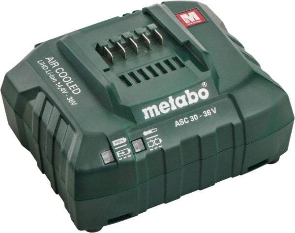 Metabo - 14.4/18/36 Volt, Lithium-Ion Power Tool Charger - 30 min to 1 hr to Charge, AC Wall Outlet Power Source - Exact Tool & Supply