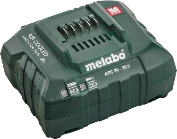 Metabo - 14.4/18/36 Volt, Lithium-Ion Power Tool Charger - 1 hr & 30 min to Charge, AC Wall Outlet Power Source - Exact Tool & Supply