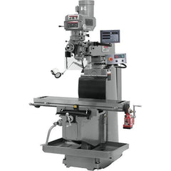 Jet - 54" Table Width x 12" Table Length, Variable Speed Pulley Control, 3 Phase Knee Milling Machine - R8 Spindle Taper, 5 hp - Exact Tool & Supply