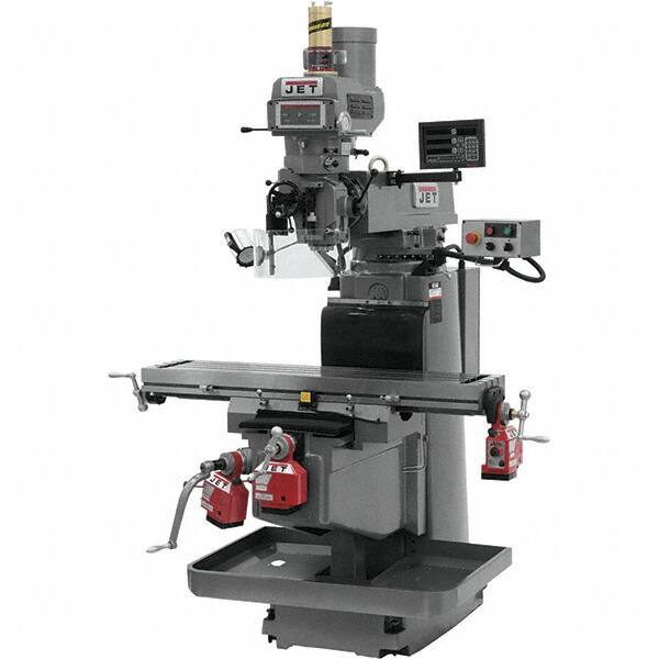 Jet - 54" Table Width x 12" Table Length, Variable Speed Pulley Control, 3 Phase Knee Milling Machine - NST40 Spindle Taper, 5 hp - Exact Tool & Supply