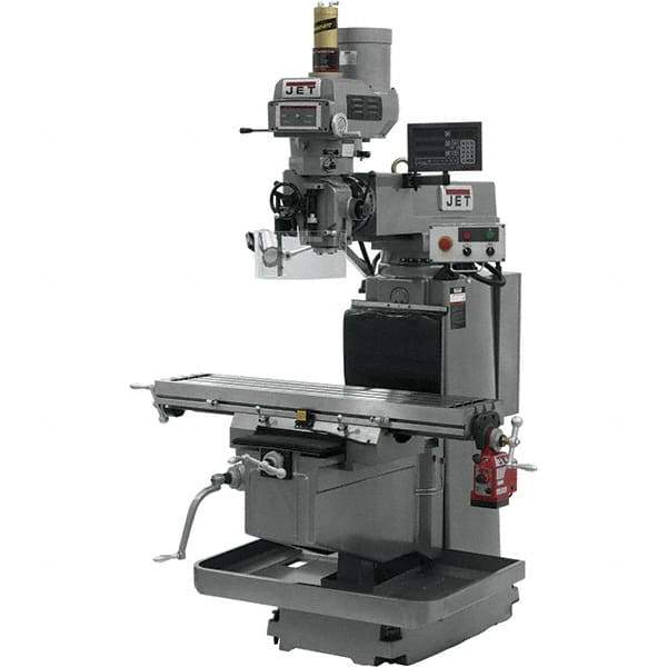 Jet - 54" Table Width x 12" Table Length, Variable Speed Pulley Control, 3 Phase Knee Milling Machine - NST40 Spindle Taper, 5 hp - Exact Tool & Supply