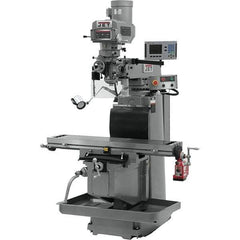 Jet - 54" Table Width x 12" Table Length, Variable Speed Pulley Control, 3 Phase Knee Milling Machine - R8 Spindle Taper, 5 hp - Exact Tool & Supply