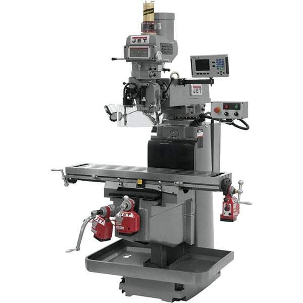 Jet - 54" Table Width x 12" Table Length, Variable Speed Pulley Control, 3 Phase Knee Milling Machine - NST40 Spindle Taper, 5 hp - Exact Tool & Supply