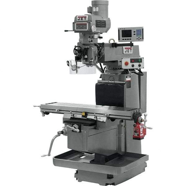Jet - 54" Table Width x 12" Table Length, Variable Speed Pulley Control, 3 Phase Knee Milling Machine - NST40 Spindle Taper, 5 hp - Exact Tool & Supply