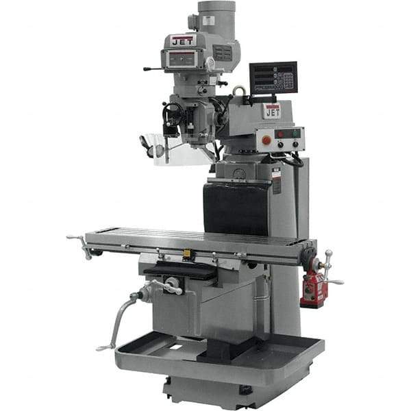 Jet - 54" Table Width x 12" Table Length, Electronic Variable Speed Control, 3 Phase Knee Milling Machine - NST40 Spindle Taper, 5 hp - Exact Tool & Supply