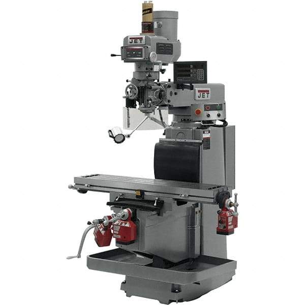 Jet - 54" Table Width x 12" Table Length, Electronic Variable Speed Control, 3 Phase Knee Milling Machine - R8 Spindle Taper, 5 hp - Exact Tool & Supply