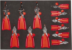 Proto - 12 Piece, 1/4 to 5-7/8" Bore, 1/4 to 5-7/8" Shaft, Convertible Retaining Ring Pliers Set - 0.038 to 0.09" Tip Diam Range, Comes in 23 x 16 Foam Insert - Exact Tool & Supply