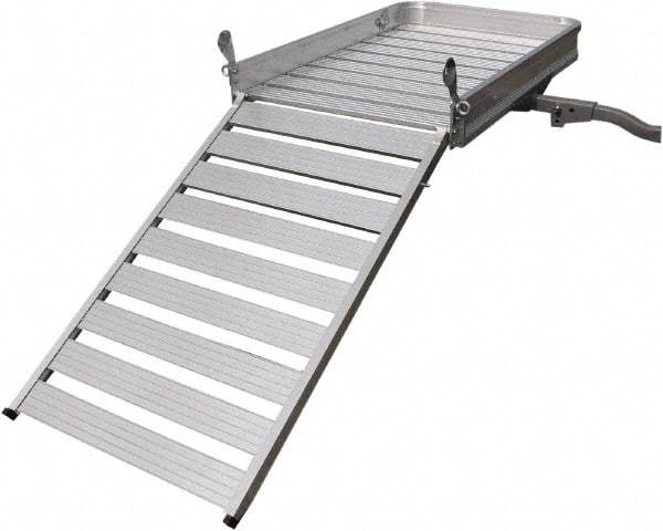 Erickson Manufacturing - Aluminum Cargo Carrier with Ramp - 30-1/4" Wide x 50" Long, Silver, For Use with 2" Receivers - Exact Tool & Supply