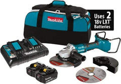 Makita - 9" Wheel Diam, 6,000 RPM, Cordless Angle & Disc Grinder - 5/8-11 Spindle, 18 Volts - Exact Tool & Supply